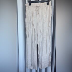 H&M Beige Wide-Leg Drawstring Pants